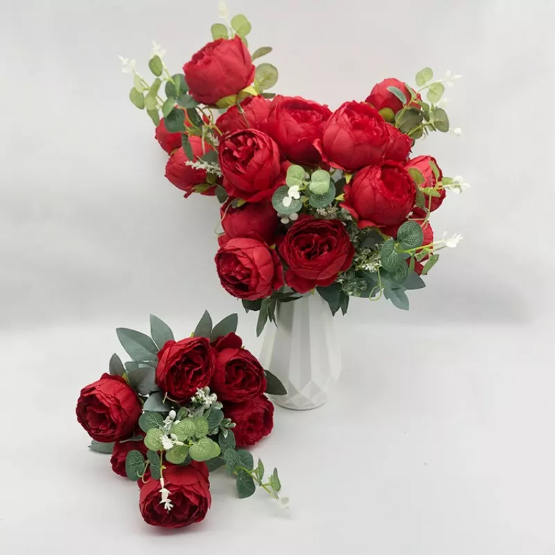 Flori de mătase Faux buquet de bujor